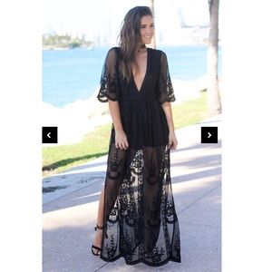 Black Lace Maxi Dress